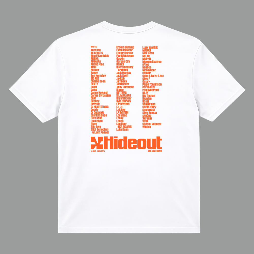 2026 Lineup T-Shirt - Pure White / Sunburst Orange