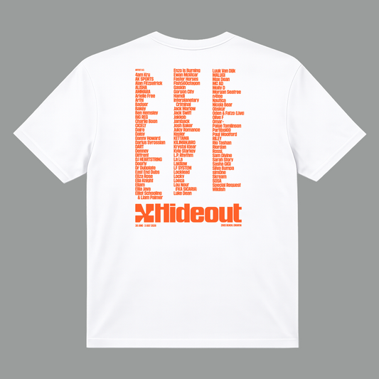 2026 Lineup T-Shirt - Pure White / Sunburst Orange